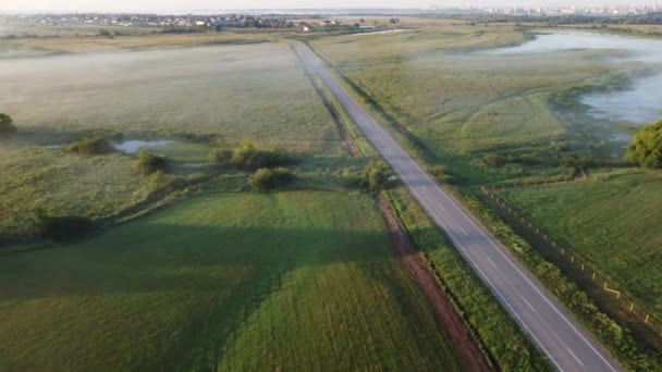 Prachtige Ochtend Buiten Stad Bovenaanzicht — Stockvideo