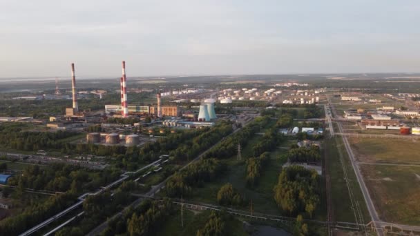 Summer Morning City Top View — Stock Video