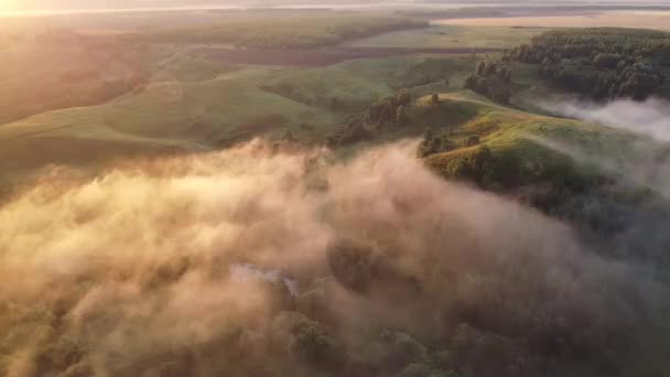 Amanecer Brumoso Fuera Ciudad Vista Superior — Vídeo de stock