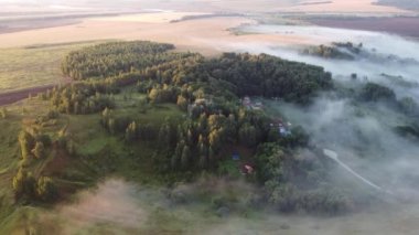 Şehir manzarasının dışında sisli bir şafak