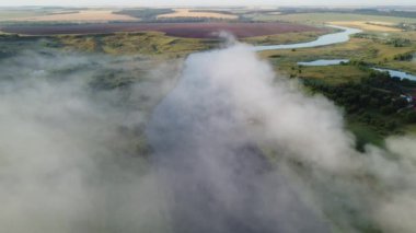 Şehir dışında sisli bir yaz sabahı.