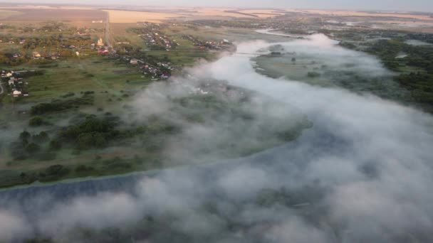 Mañana Verano Brumosa Fuera Vista Superior Ciudad — Vídeos de Stock