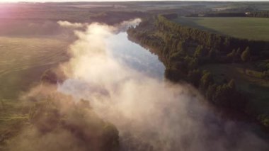Şehir dışında sisli bir yaz sabahı.