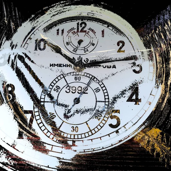 Hintergrund Mechanische Uhr Einem Messinggestell — Stockfoto