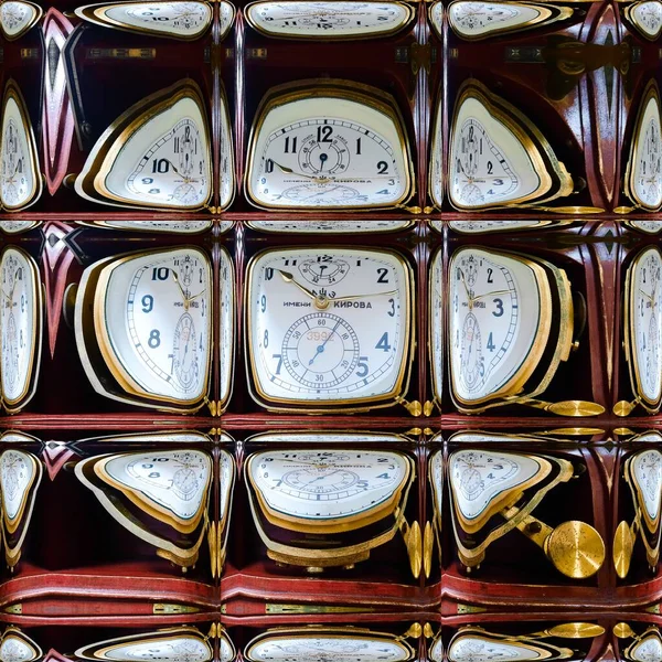 Hintergrund Mechanische Uhr Einem Messinggestell — Stockfoto