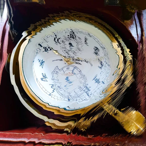 Фоновий Механічний Годинник Латунній Рамці — стокове фото