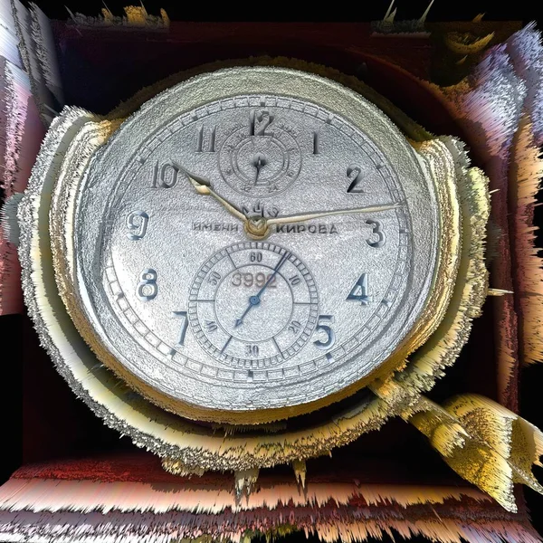 Фоновий Механічний Годинник Латунній Рамці — стокове фото