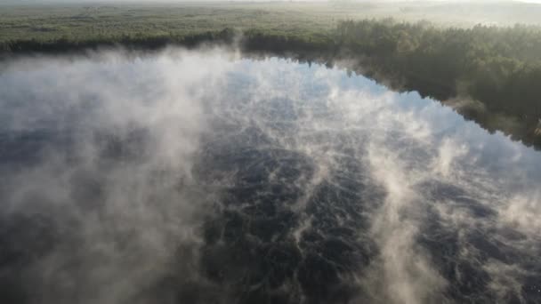 Orman Gölü Üzerinde Sisli Bir Sonbahar Sabahı — Stok video