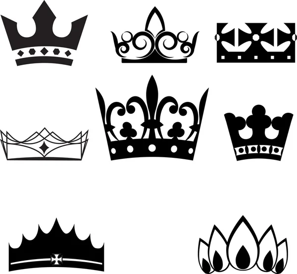 Set of crowns and tiaras — Stock Vector