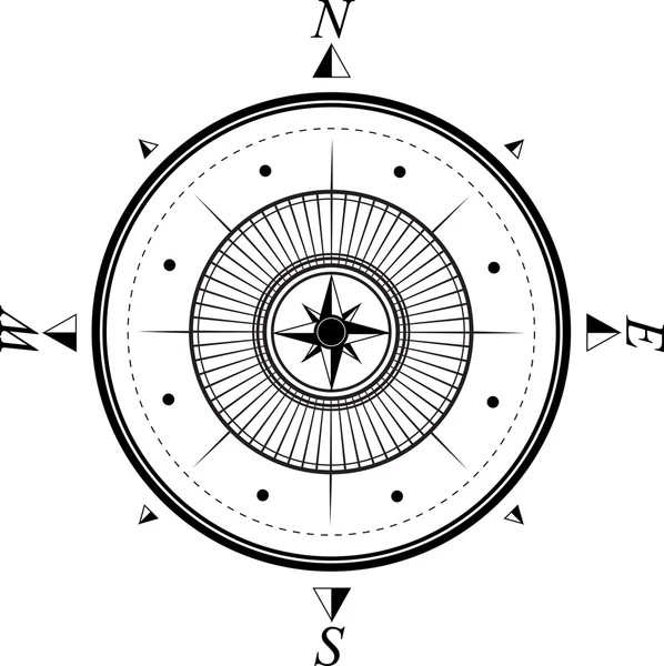 Czarno-białe kompas z róża wiatrów — Wektor stockowy