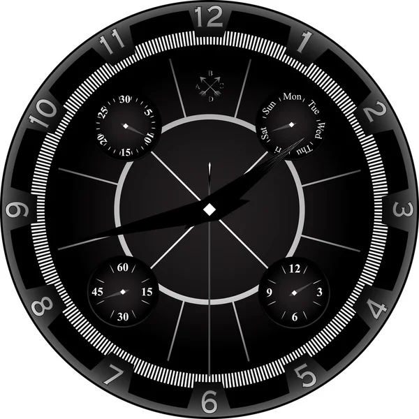 Orologio nero con design aggressivo — Vettoriale Stock