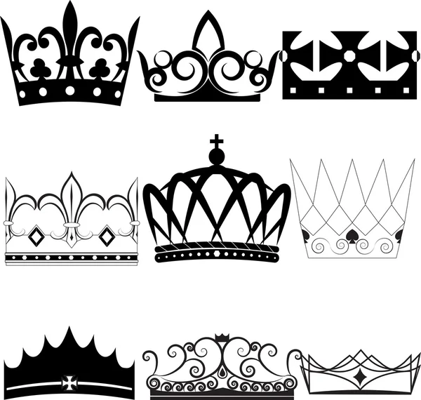 Set of crowns and tiaras Stock Vector