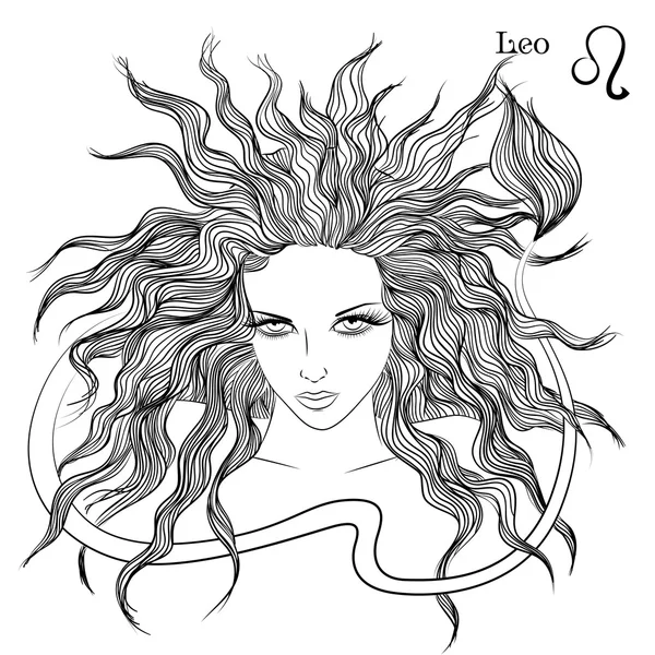 Signo astrológico de Leo como una chica hermosa — Vector de stock