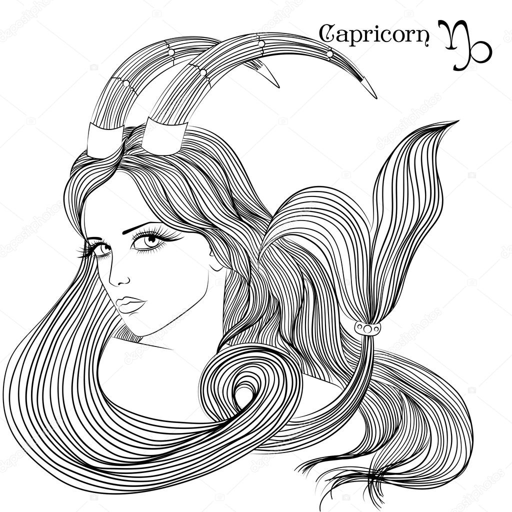 Astrological sign of Capricorn as a beautiful girl Stock Vector by ...