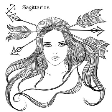 Güzel bir kız olarak Yay burcunun astrolojik işareti.