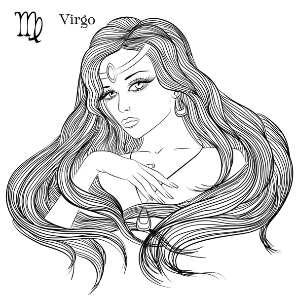 Signo astrológico de Virgo como una chica hermosa — Archivo Imágenes Vectoriales