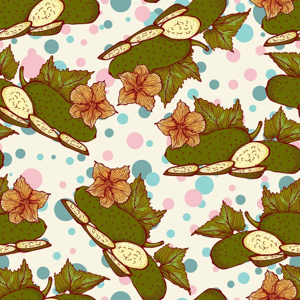 Vektör yeni yeşil salatalık ile seamless modeli