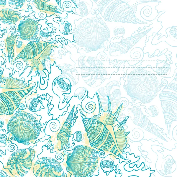 Diseño de tarjetas con conchas marinas — Vector de stock