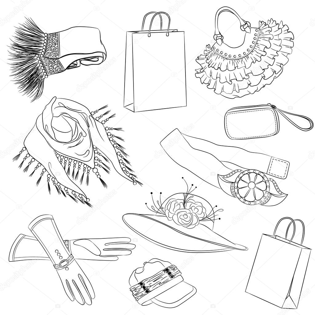 sovende Soak Kejserlig A set of fashion accessories. Various womens accessories Stock Vector by  ©ennona 114603884