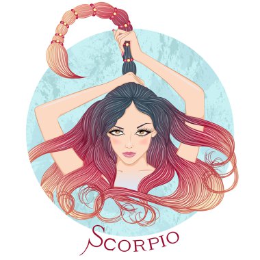 Astrological sign of Scorpio as a beautiful girl clipart