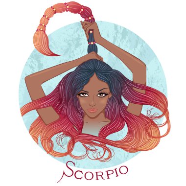 Astrological sign of Scorpio as a beautiful african american gir clipart
