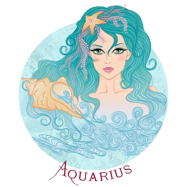 Astrological sign of Aquarius as a beautiful girl — Stock Vector