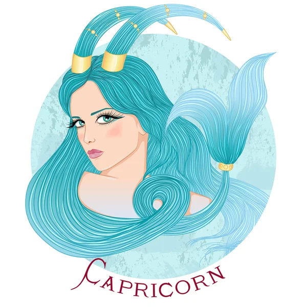美しい少女としてのカプリコーンの占星術の兆候 — ストックベクタ