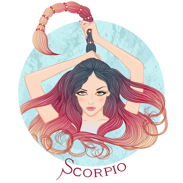 Signo astrológico de Escorpio como una hermosa niña — Archivo Imágenes Vectoriales