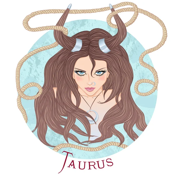 Astrological sign of Taurus as a beautiful girl — Stock Vector