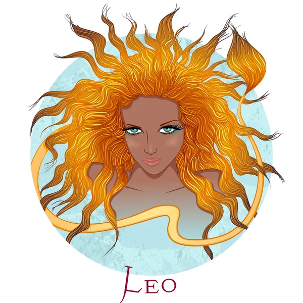 Signo astrológico de Leo como una hermosa muchacha afroamericana — Archivo Imágenes Vectoriales