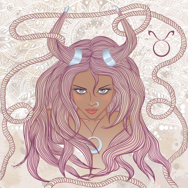 Astrological sign of Taurus as a portrait of beautiful african a