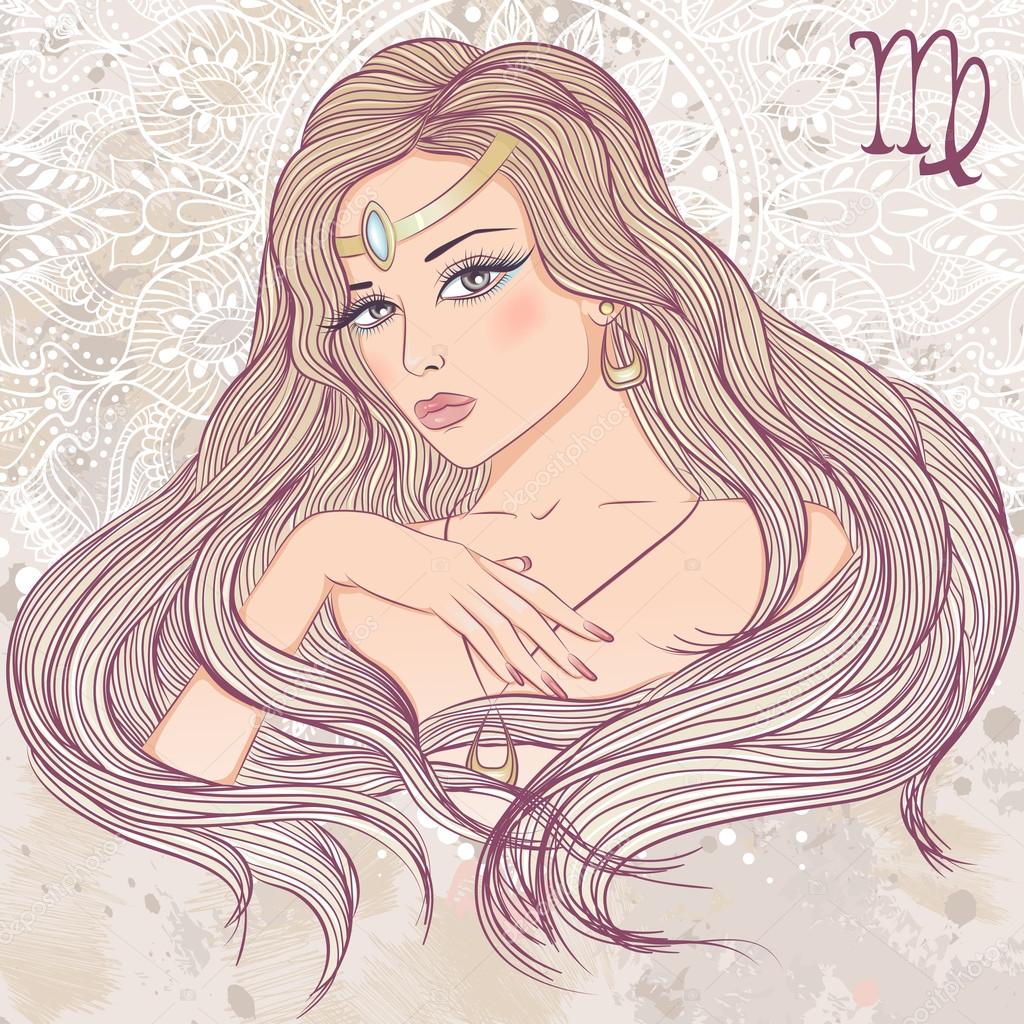 Astrological sign of Virgo as a portrait of beautiful girl