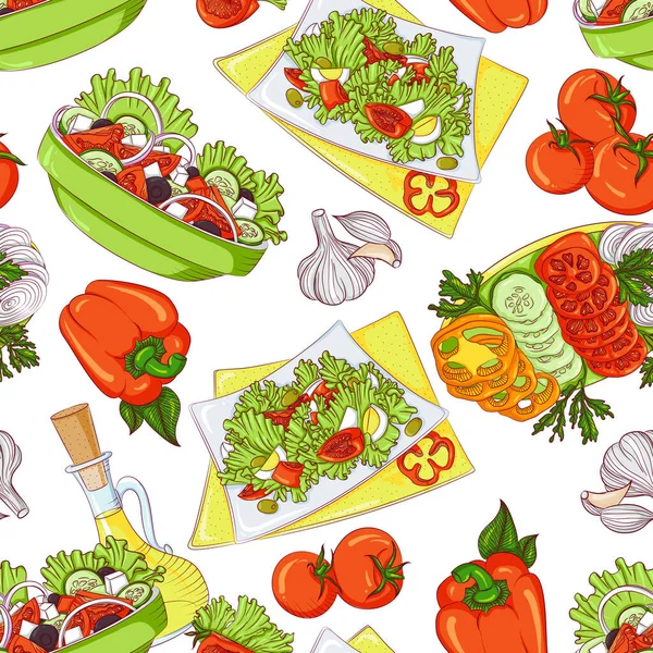 Ensaladas de patrón sin costuras — Vector de stock