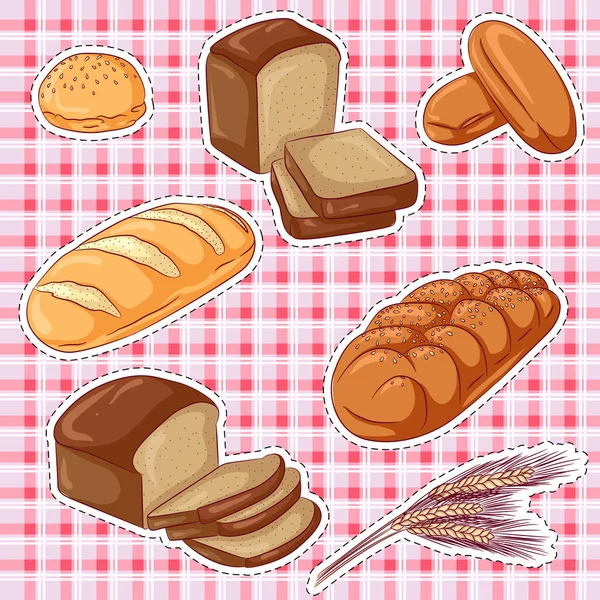 Pegatinas de pan ilustración — Vector de stock