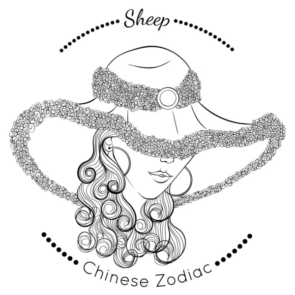 Línea del zodiaco chino arte Oveja — Archivo Imágenes Vectoriales