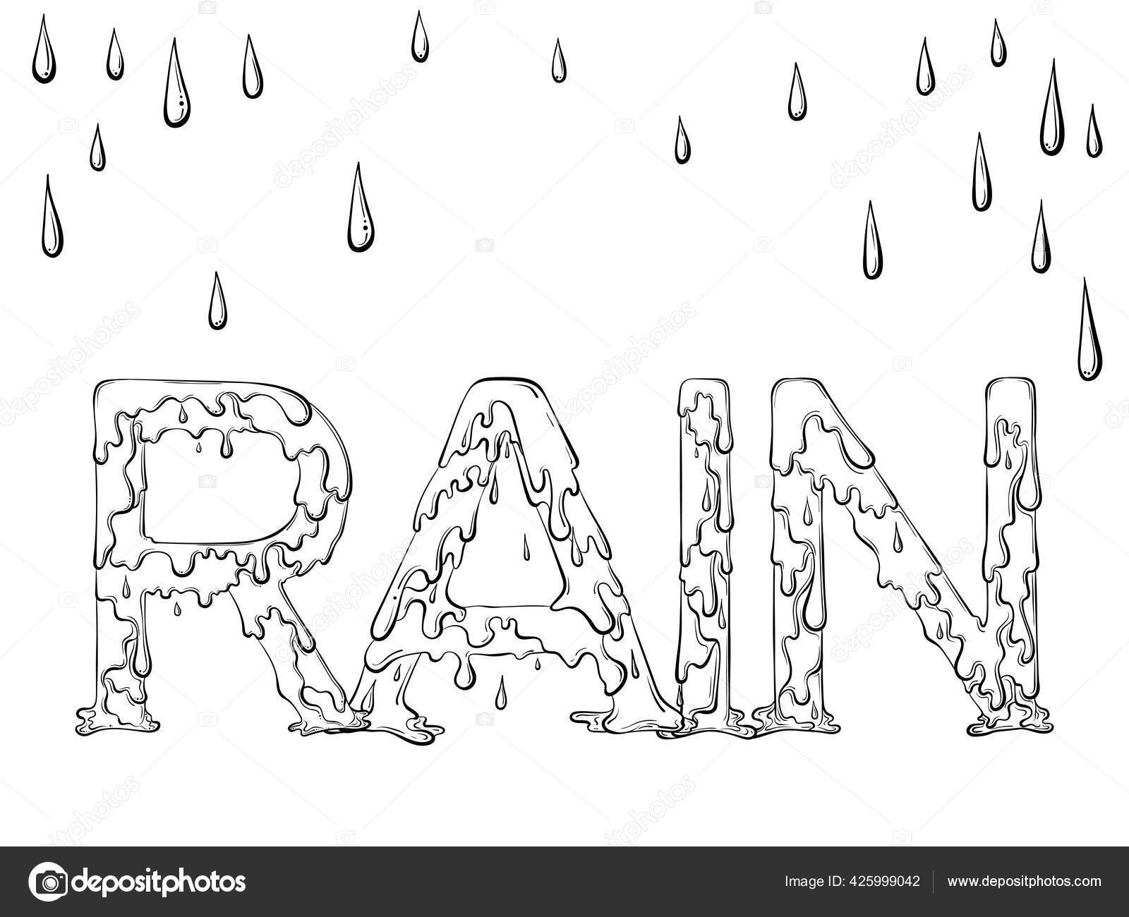 Letras palabra goteo Lluvia vector, gráfico vectorial © ennona imagen