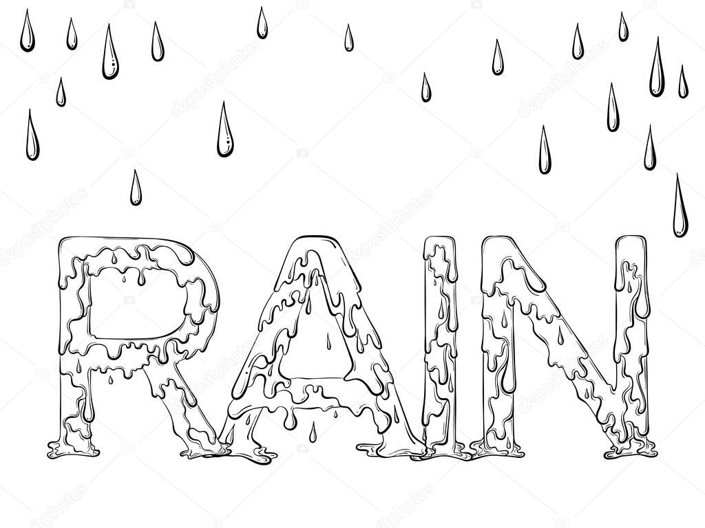Lettering dripping word Rain