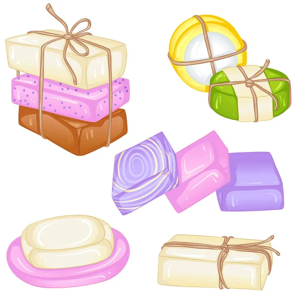 Çeşitli el yapımı sabunlar.