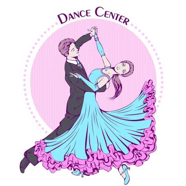 Dance line kleur ballroom dansen klassiek — Stockvector