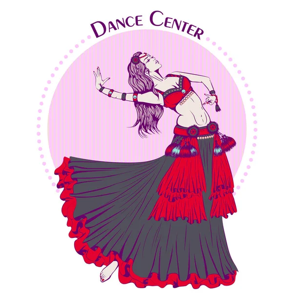 Танцювальна лінія кольоровий племінний танець живота — стоковий вектор
