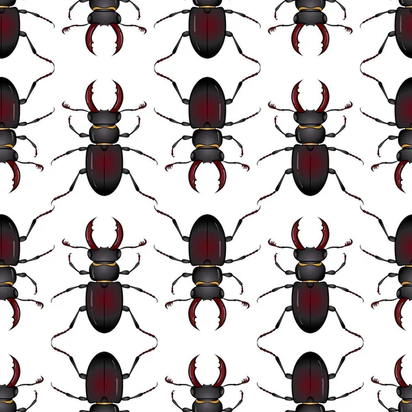 Beetle Hirsch nahtloses Muster — Stockvektor
