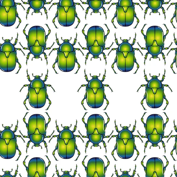 Nahtloses grünes Käfermuster — Stockvektor