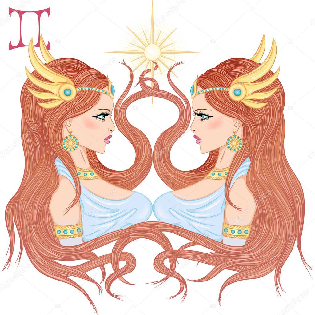 Astrological sign of Gemini as a beautiful girl