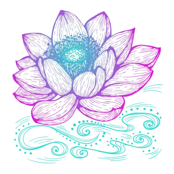 Lotus im Line-Art-Stil — Stockvektor