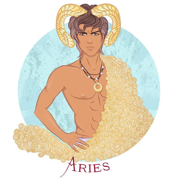 Aries como un hombre hermoso con la piel morena — Vector de stock