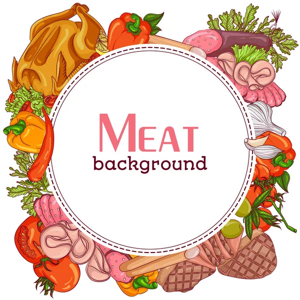 Carne marco redondo — Vector de stock
