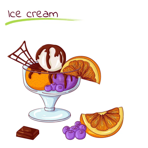 Ice cream and oranges — Stock Vector