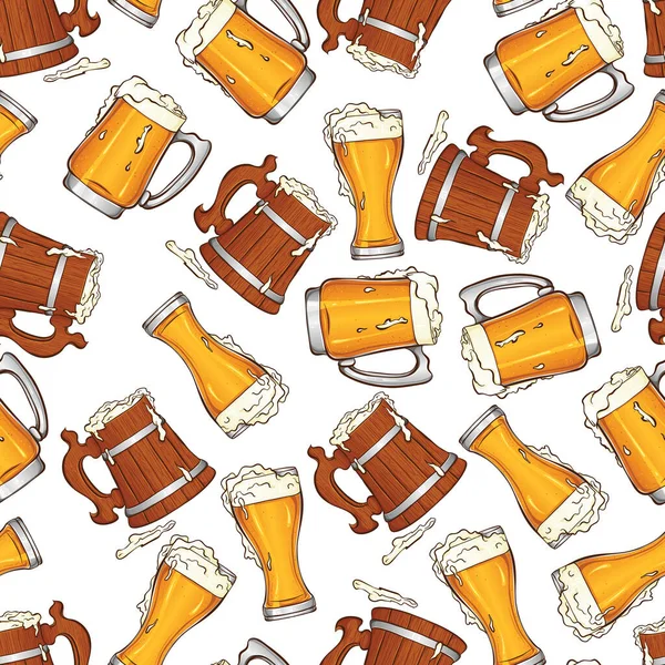无缝制啤酒图案 — 图库矢量图片