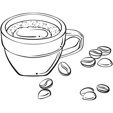 Kahve çekirdekli bir fincan espresso.