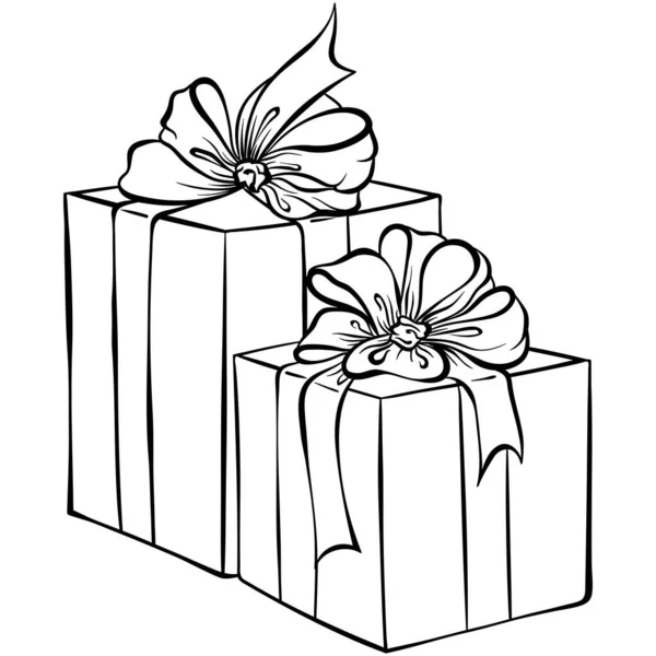 Deux coffrets cadeaux avec des arcs — Image vectorielle